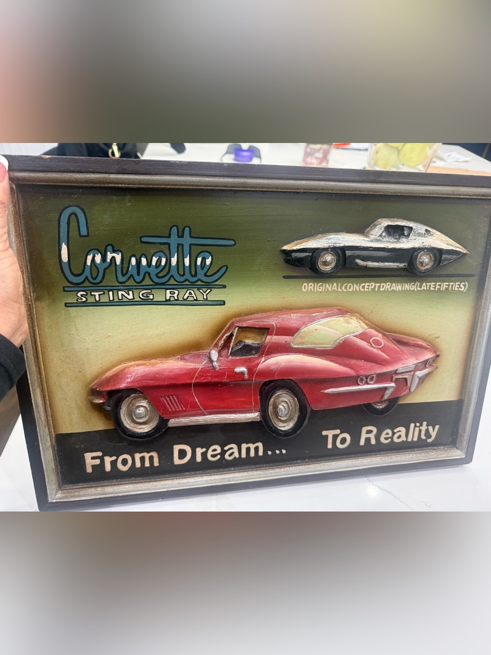 Corvette Sting Ray Wall Plaque - Red Corvette